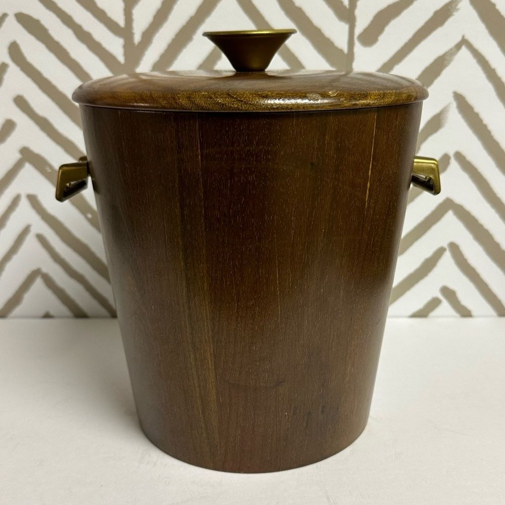 Vintage MCM Vermillion Walnut Co Ice Bucket